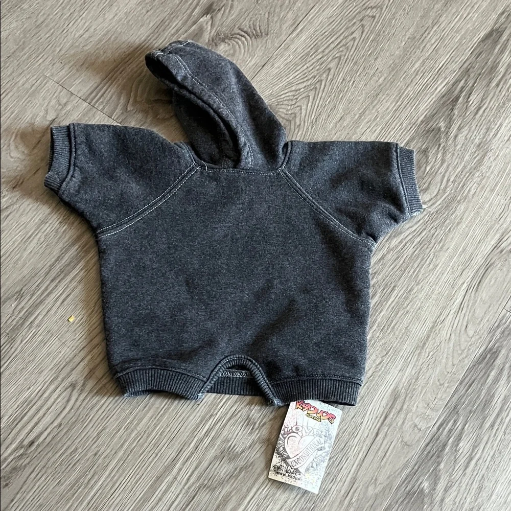 Doggy Gray Hoodie with Peace Sign